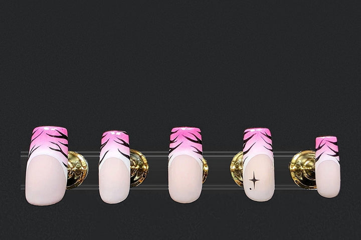 Press-on nails French rose zébré, peints à la main – Alkemia Studio