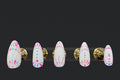 Press-on nails Blanc multicolore, peints à la main – Alkemia Studio