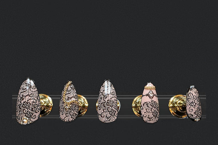 Press-on nails Léopard pailleté, peints à la main – Alkemia Studio