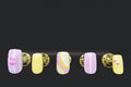 Press-on nails Cocktail lilas-jaune, peints à la main – Alkemia Studio